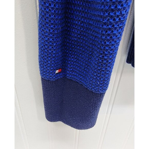 Tommy Hilfiger Mens Blue Textured Knit Crewneck Sweater L Cotton & Ribbed Cuffs - Picture 6 of 11